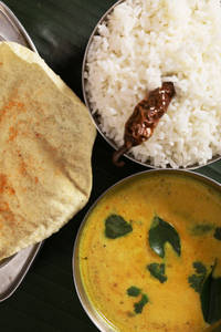 Rasam Rice With Papad