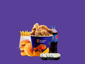10 Fried Chicken,5 Bun,5dip, Pepsi(750ml) Fries