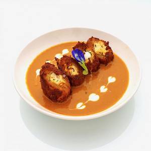 Baked Stuffed Pototo, Yellow Gravy