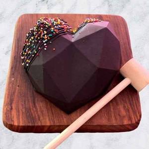 Dark Chocolate Heart Shape Pinata Cake [500 Grams ]