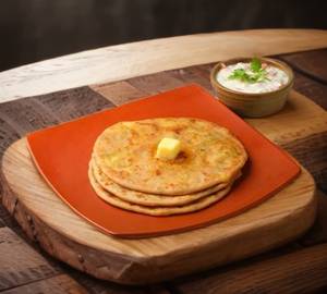 Aloo Pyaz Paratha With Curd & Pickle