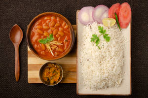 Rajma + Steam Rice + Pickle + Onions       
