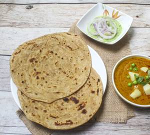 2 Lachha Paratha + Matar Paneer