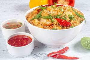 Chicken Schezwan Fried Rice with Chicken Lollipop