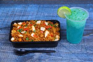 Chicken Fried Maggi + Blue Lagoon