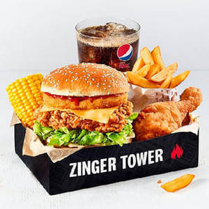 Chicken Tower Burger + Fried Chicken + Fries + Soft Drink [1 Piece]
