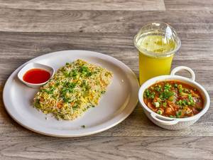 Egg Fried Rice + Chilli Chicken + Pineapple Lime