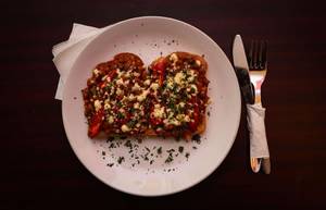 Mixed Masala [Onion, Mushroom And Chilli] Baked Beans On Toast