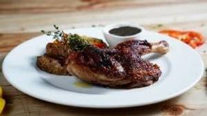 Half Roast Chicken With Country Style Skillet Potatoes  And Charred Veg
