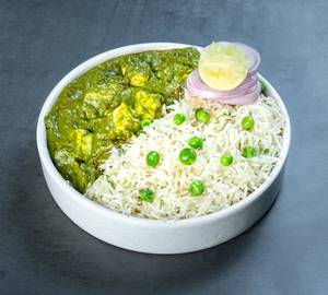 Palak Paneer With Matter Pulao