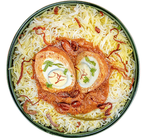 Andhra Egg Fried Dum Biryani Served With Salan, Raita And Salad (2 Egg)