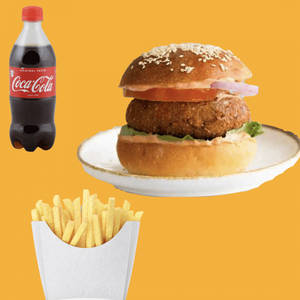 1 Crispy Aloo Tikki Burger + 1 Salted  French Fries + 1 Coke ( 250 Ml)