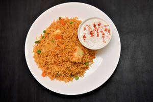 Veg Biryane With Mix Veg Raita