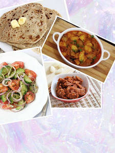 Aloo Pyaz Ki Sabzi (250 Ml)+3 Pcs Butter Partha+ Salad+ Lasun Chutney