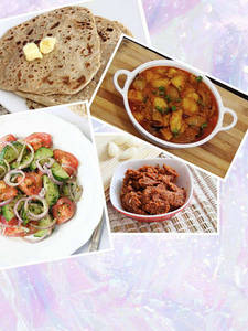 Aloo Pyaz Ki Sabzi 250 Ml+3 Pcs Butter Parantha+ Salad+ Lasun Chutney