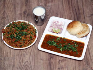 Oil Pavbhaji + Oil Pulao + Buttermilk