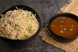 Veg Fried Rice With Plain Manchurian Sauce