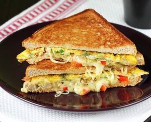 Masala Omelette Cheese Toast Sandwich