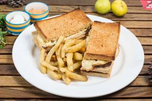 Old Chapel Ham Bacon Sausage And Egg In Melted Cheese Club Sandwich