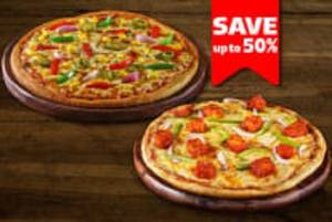 Dbl Cheese Mix Veg Pizza + Spicy Paneer Pizza
