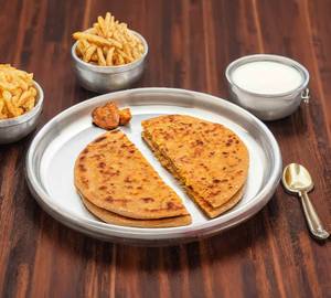 3 Onion Parantha + Paneer Pyaz Parantha + Aloo Parantha + Dahi