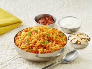 Tomato Rice + Curd + Pickle + Papad