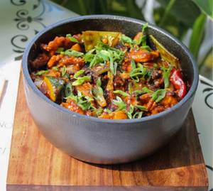 Chicken In Black Bean Sauce Over Fried Rice 