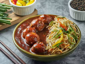 Veg Noodle + Gravy Manchurian [Full] + Fruit Beer