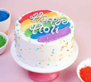 Eggless Holi Colourful Vanilla Cake