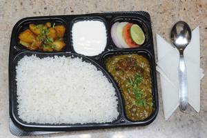 Steamed  Rice Dal Palak Combo W Aloo Capsicum Dry