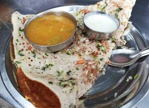 Onion Dosa (1 Pc) (Served with 2 Chutneys+sambar)