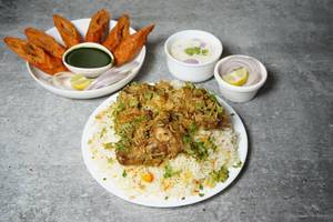 Chicken Lucknowi Biryani With Seekh Kebab