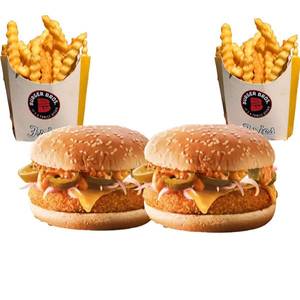 2 American Cheese Veg Supreme Burger With 2 Peri Peri Fries