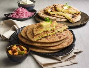 Cheese Paratha With Raita, Pickle & Papad