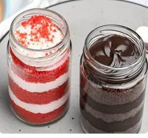Redvelvet & Chocolate Mini  Jar Cake Combo