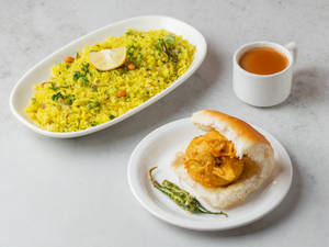 Poha + Vada Pav + Tea 