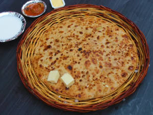2 Aloo Paratha And Curd And Pickle