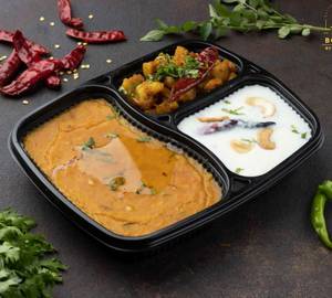 Sambhar And Curd Rice Meals with Aloo Fry