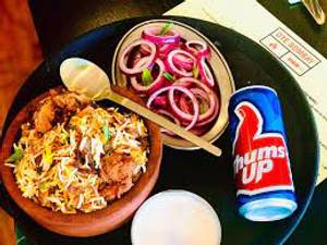 Chicken Biriyani With Chicken Chap And Thumps Up 250ml