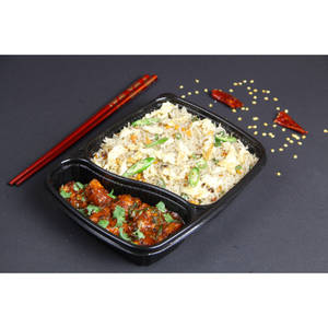 Egg Noodles  Or  Egg Fried Rice + Schezwan Chicken Manchuria Box