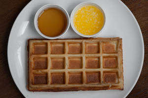 Eggless/desi Waffles With Honey & Melted Butter