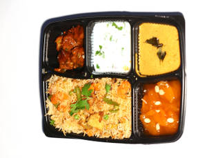 Hyderabadi Subz Biryani, Veg Manchurian With Qubani Ka Meetha