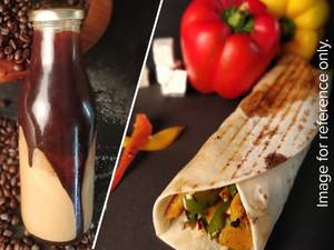 "Paneer Tikka, Chilli and Cheese Wrap" + Cold Coffee