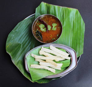 Rasam Of The Day With Papad