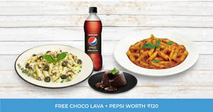 Any 2 Pastas [FREE Choco Lava + Pepsi]