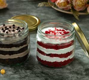 Red Velvet + Chocolate Chip Jar Cake  Combo