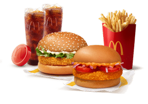 McVeggie Burger + McAloo Tikki Burger + Fries (L) + 2 Coke