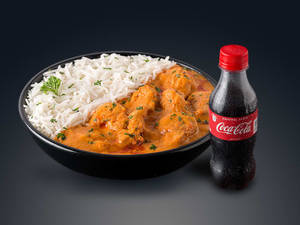 Butter Chicken with Rice and Coke
