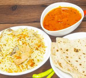 Quarter  Chicken Biryani , Quarter Tava Chicken  4 Roti thali