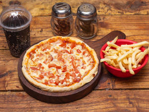 7" Sweet Corn Pizza + Fries